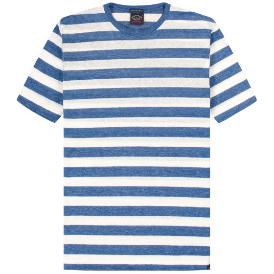 Paul & Shark Delavè Striped Linen T-Shirt Blue/White
