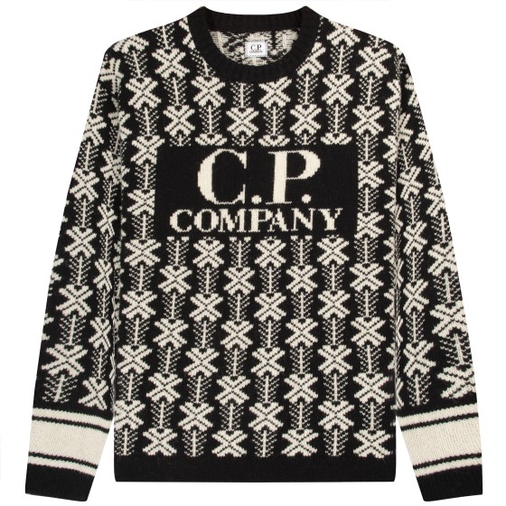 C.P. Company Wool Jacquard Logo Knit Black