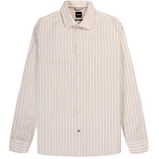 HUGO BOSS C-Hal-Kent Casual Fit Stripe Shirt Medium Beige/White