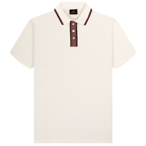 Paul Smith PS Contrast Placket Polo Off White