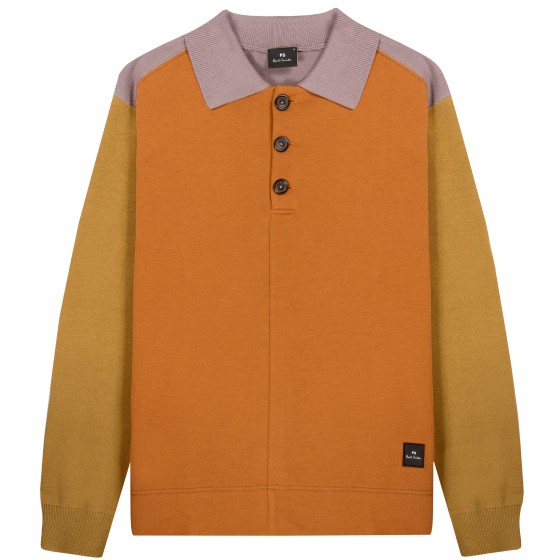 Paul Smith PS Panelled Polo Sweater Mud/Multi