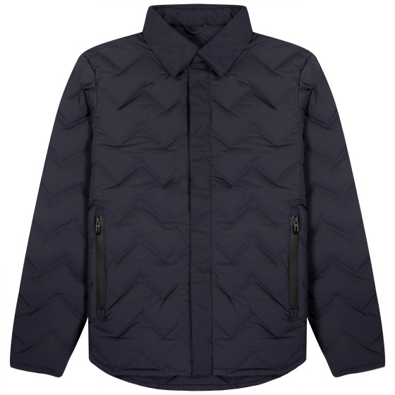 Emporio Armani Chevron Quilted Classic Collar Packable Down Jacket Navy