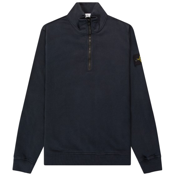 Stone Island Garment Dyed 1/4 Zip Sweatshirt Navy