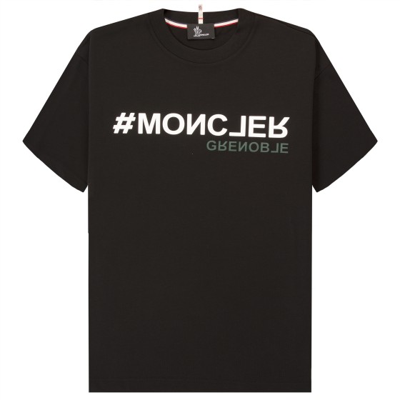 Moncler Grenoble Hashtag Printed Logo T-Shirt Black