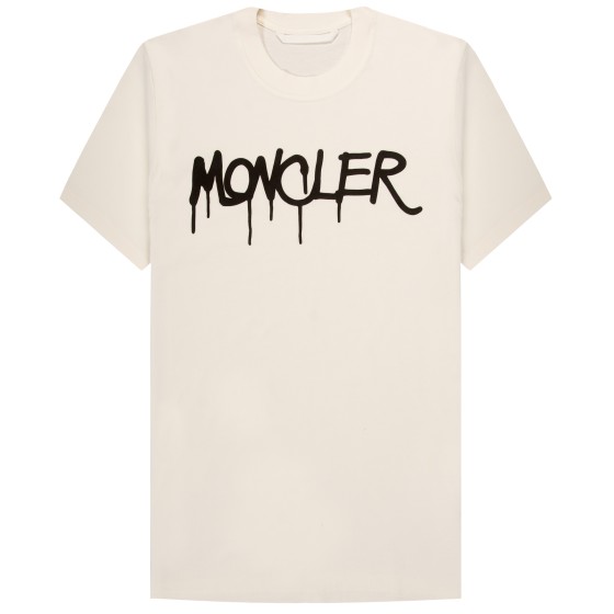 Moncler Spray Paint Drip Text Printed T-Shirt White