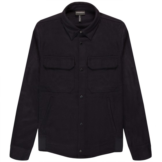 Emporio Armani Cashmere Wool Cloth Shirt Jacket Navy