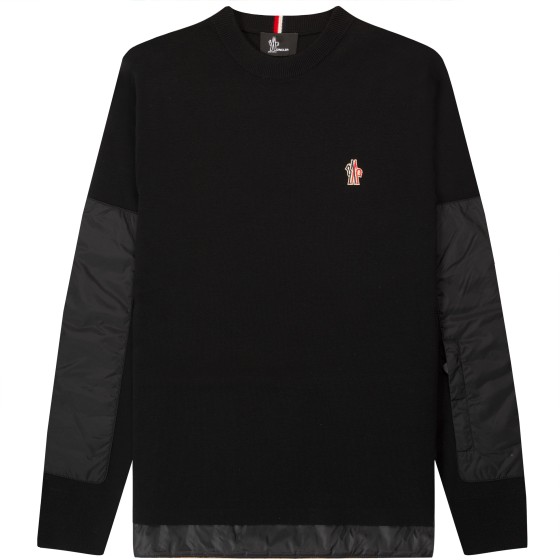 Moncler Grenoble  Stretch Wool Water Repellent Detailed Crewneck Knit Black