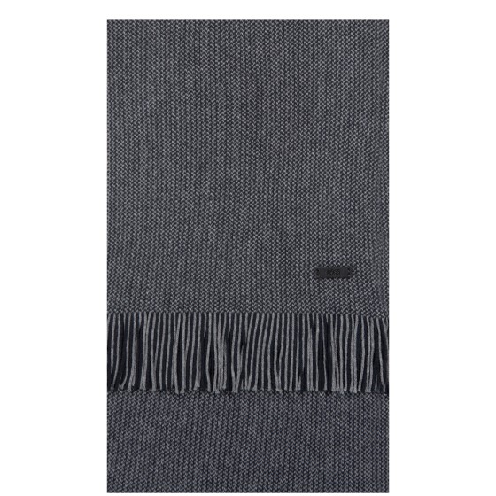 HUGO BOSS Medeo Weaved Wool & Cotton Scarf Navy/Grey