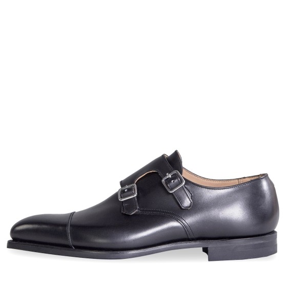 Crockett & Jones 'Lowndes' Calf Leather Double Monk Shoes With 'City' Soles Black