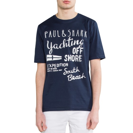 Paul & Shark Graffiti Printed T-Shirt Navy