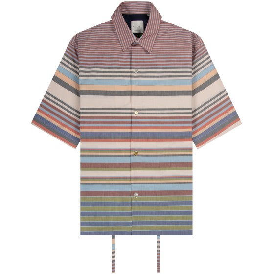 Paul Smith 'Soho Fit' SS Stripe Shirt Salmon/Multi