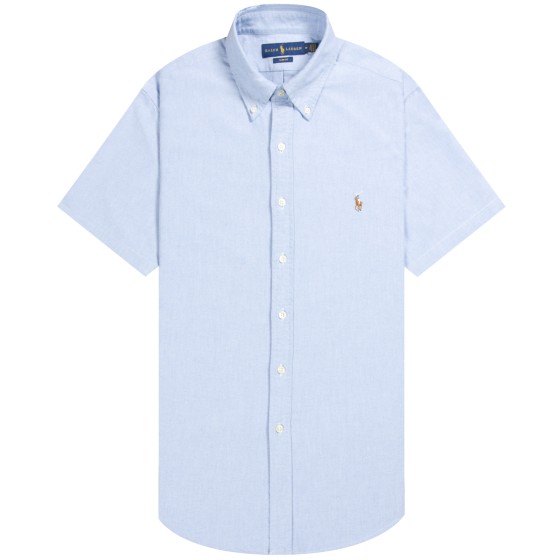 Polo Ralph Lauren Slim Fit Short Sleeved Oxford Shirt Blue