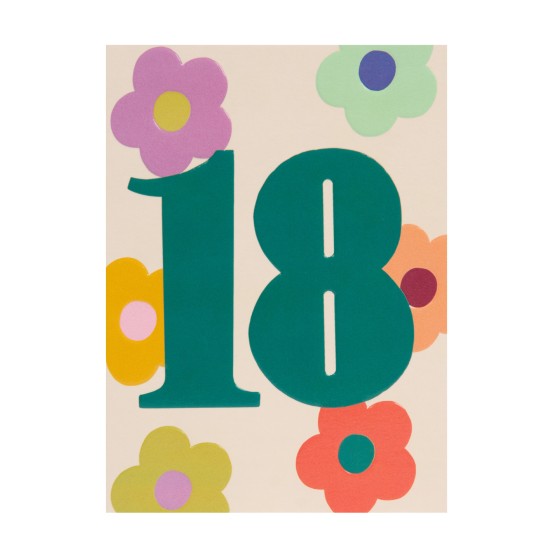 RASPBERRY BLOSSOM '18' Colourful & Floral Birthday Card