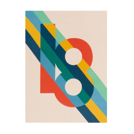 RASPBERRY BLOSSOM '18' Bold Stripe Birthday Card