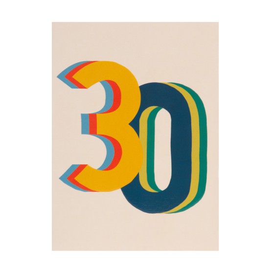RASPBERRY BLOSSOM '30' Colourful Birthday Card