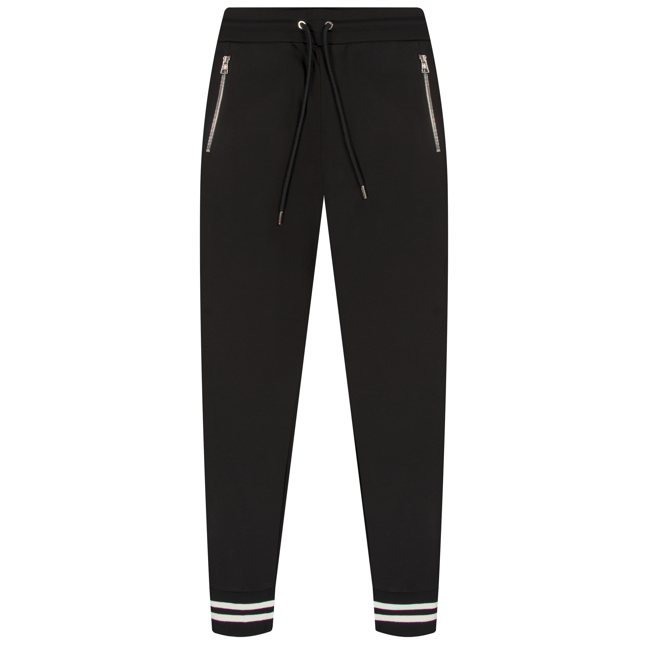 Moncler Drawstring Striped Ankle Cuff Joggers Black