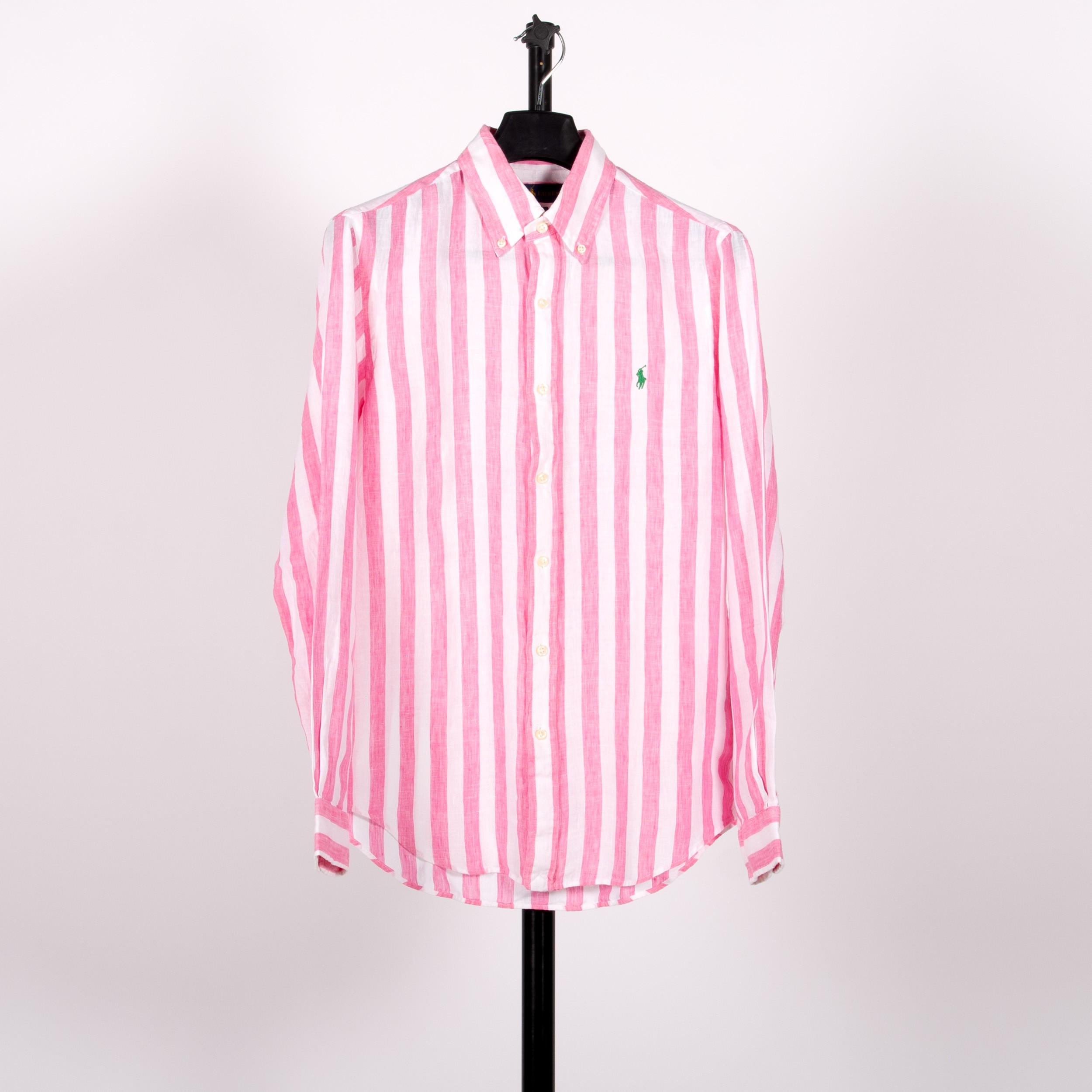 Polo Ralph Lauren Slim Fit Striped Linen Shirt Pink/White