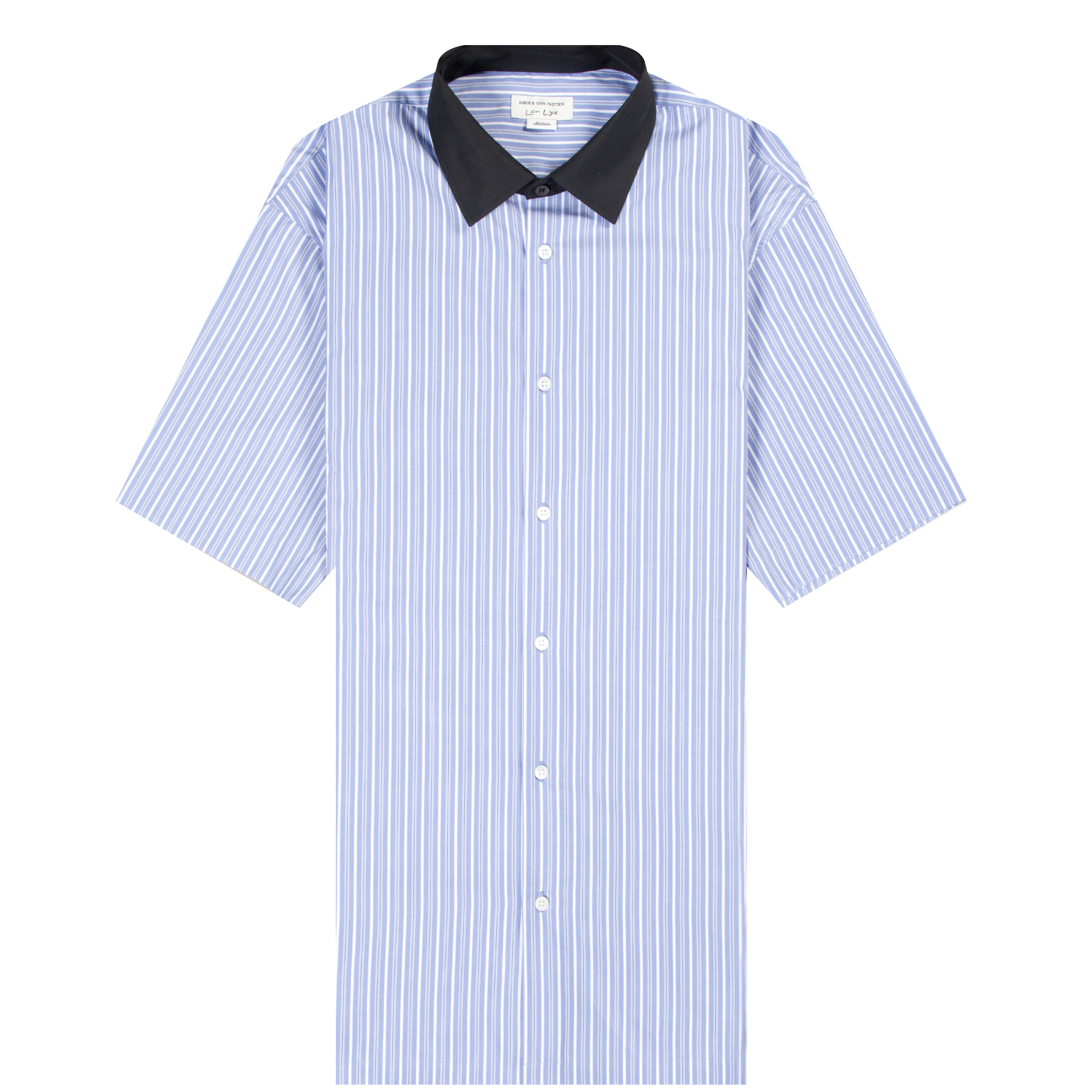 Dries Van Noten ’Cassidy Patch’ Striped Cotton-Poplin Shirt Blue/White