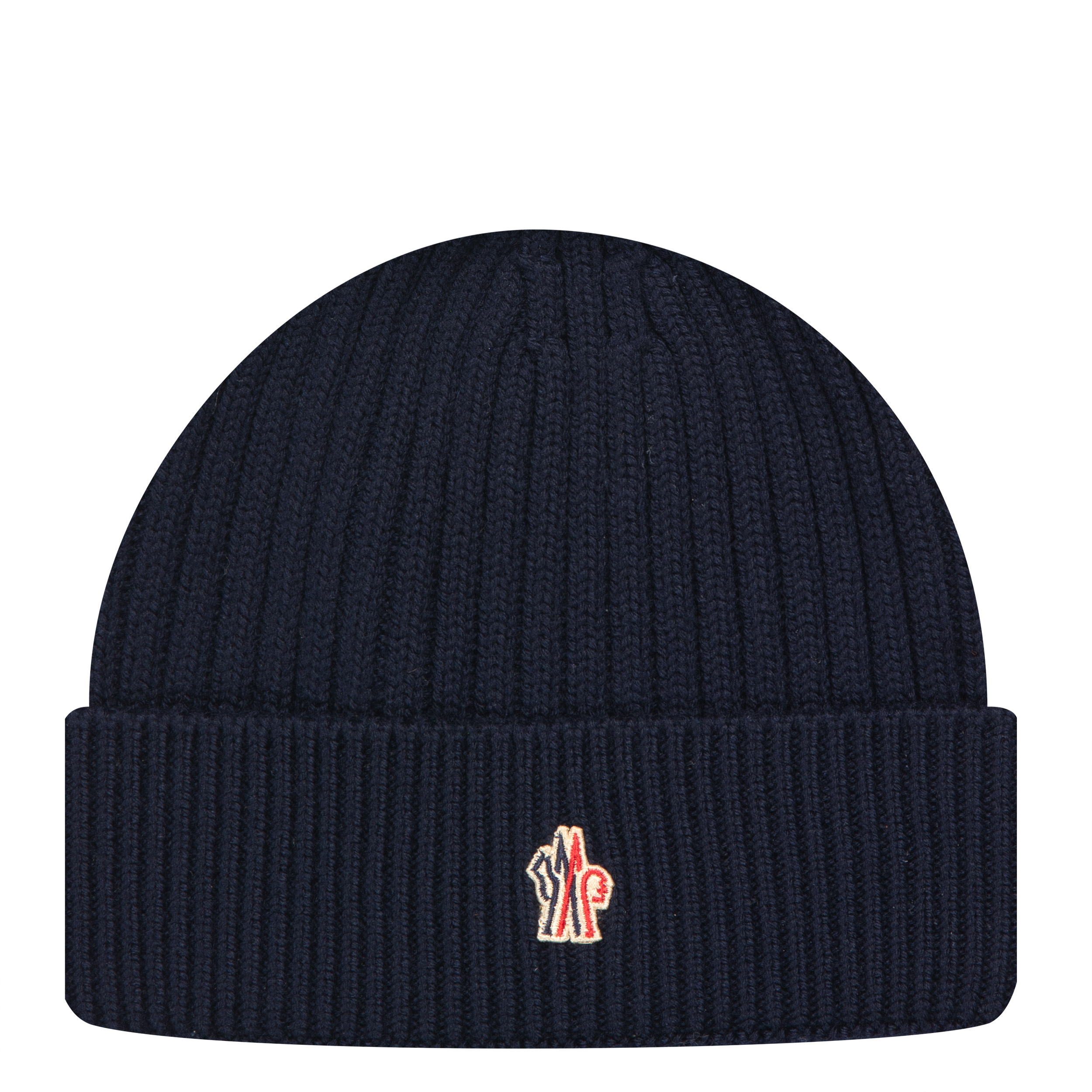 Moncler Grenoble Ribbed Wool Beanie Hat Navy