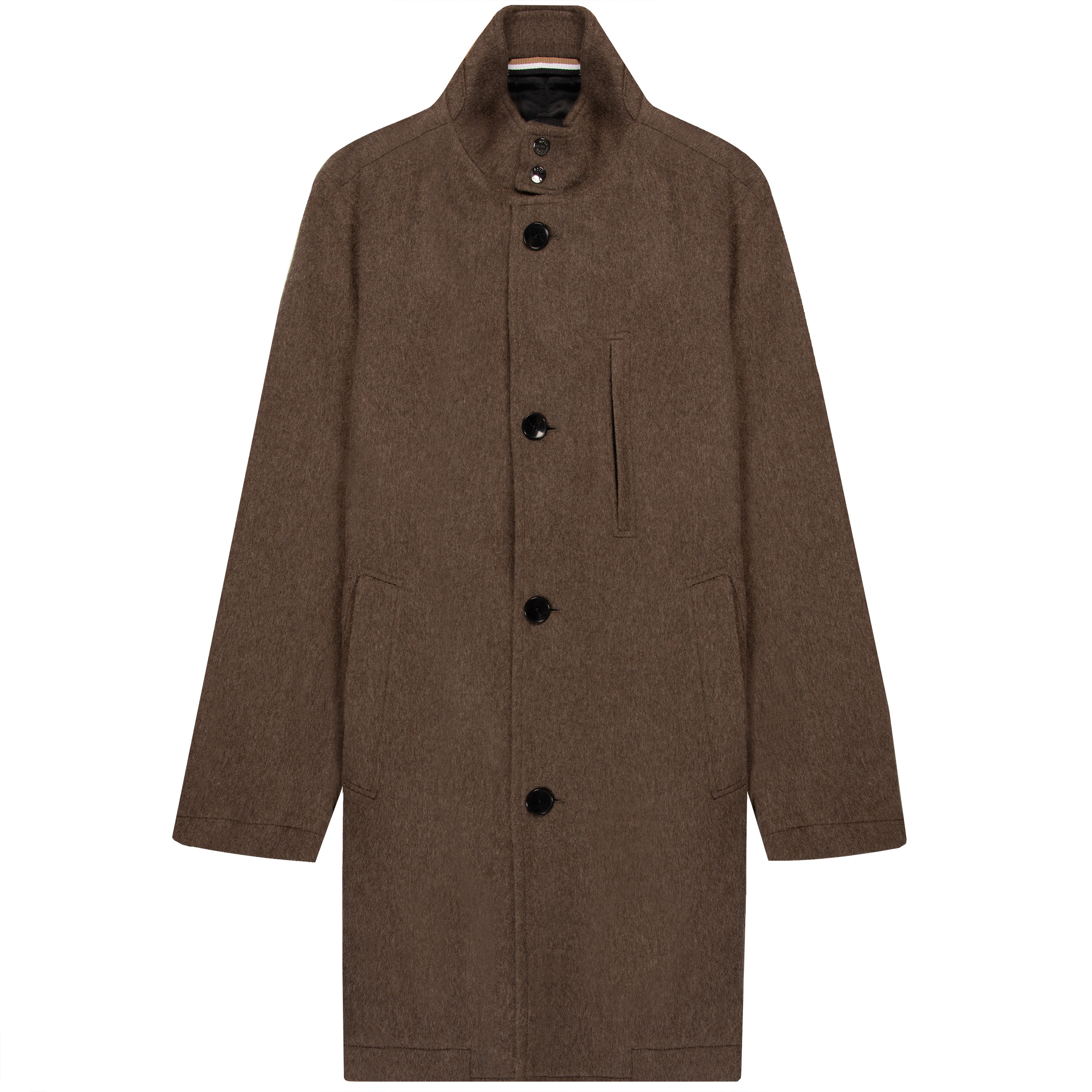 HUGO BOSS H-Hyde Standup Slim Fit Wool Blend Coat Medium Beige