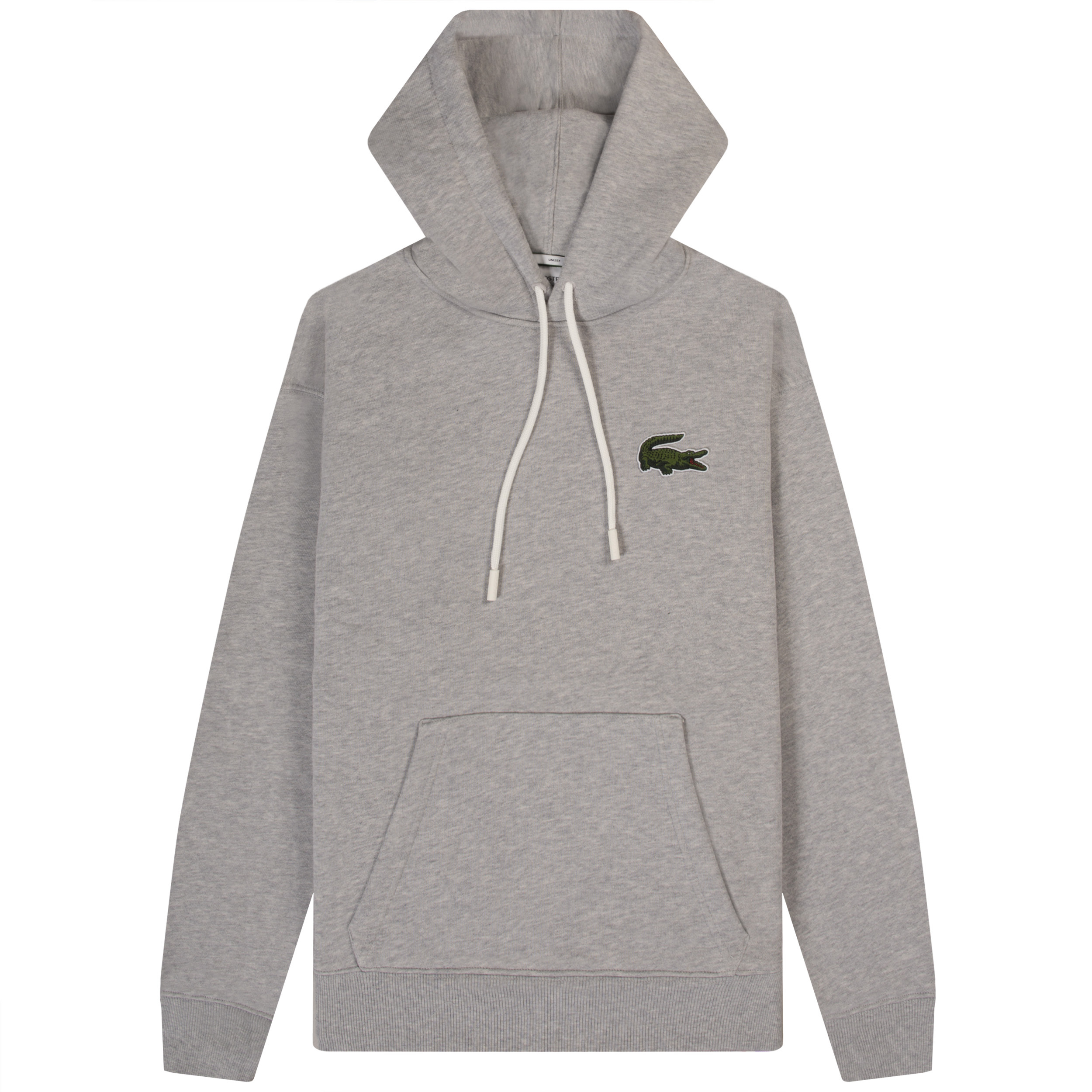 Lacoste Loose Fit Large Croc Chest Logo Hoodie Grey