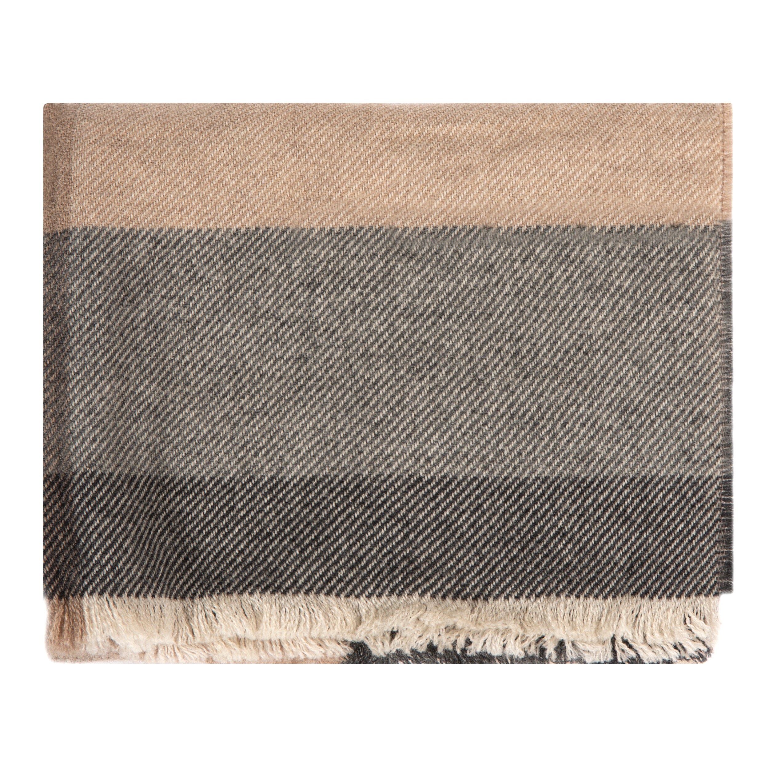 BRUNELLO CUCINELLI Check Wool Scarf Grey/Brown