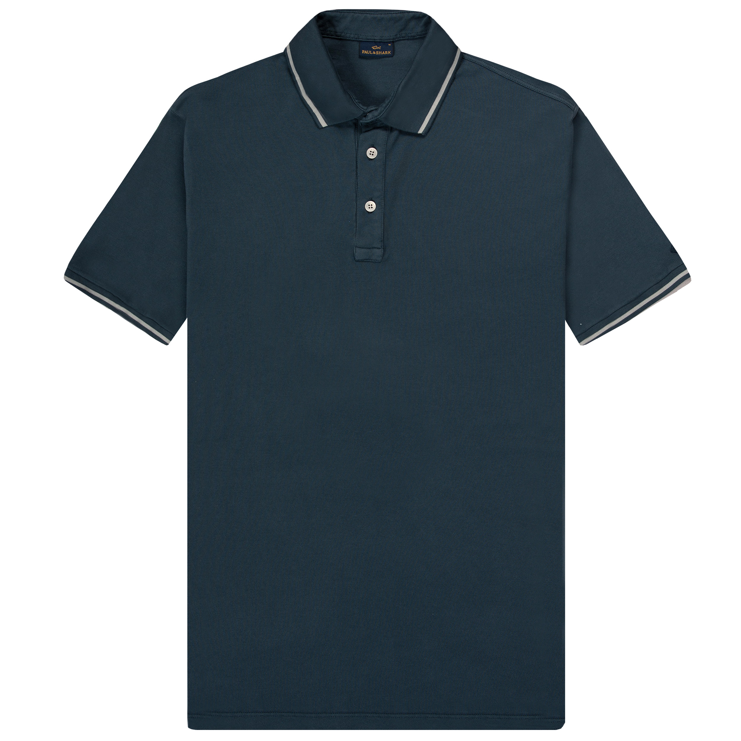 Paul & Shark Washed Collar Striped Polo Blue