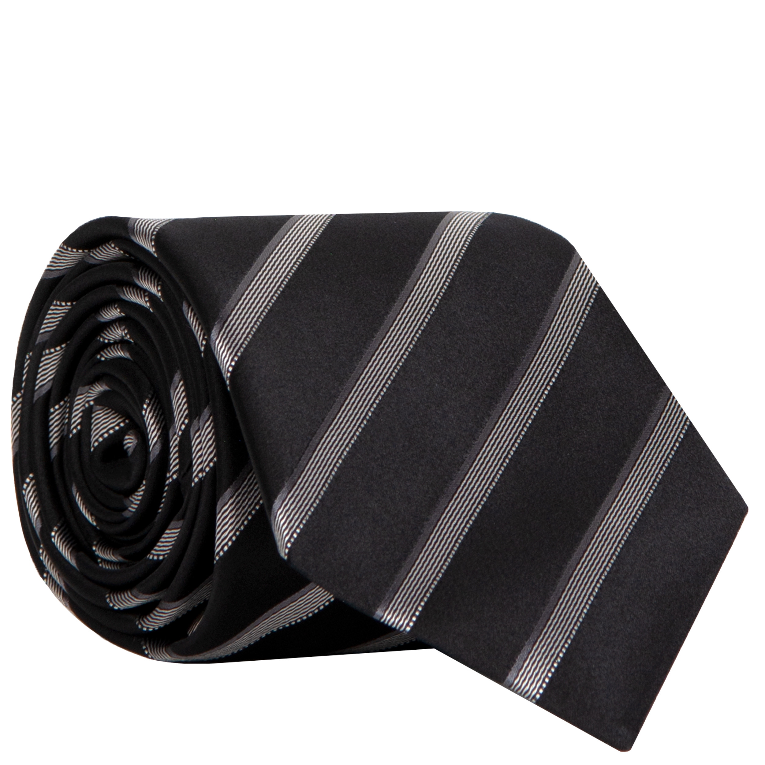 Canali Diagonal Bar Stripe Tie Black
