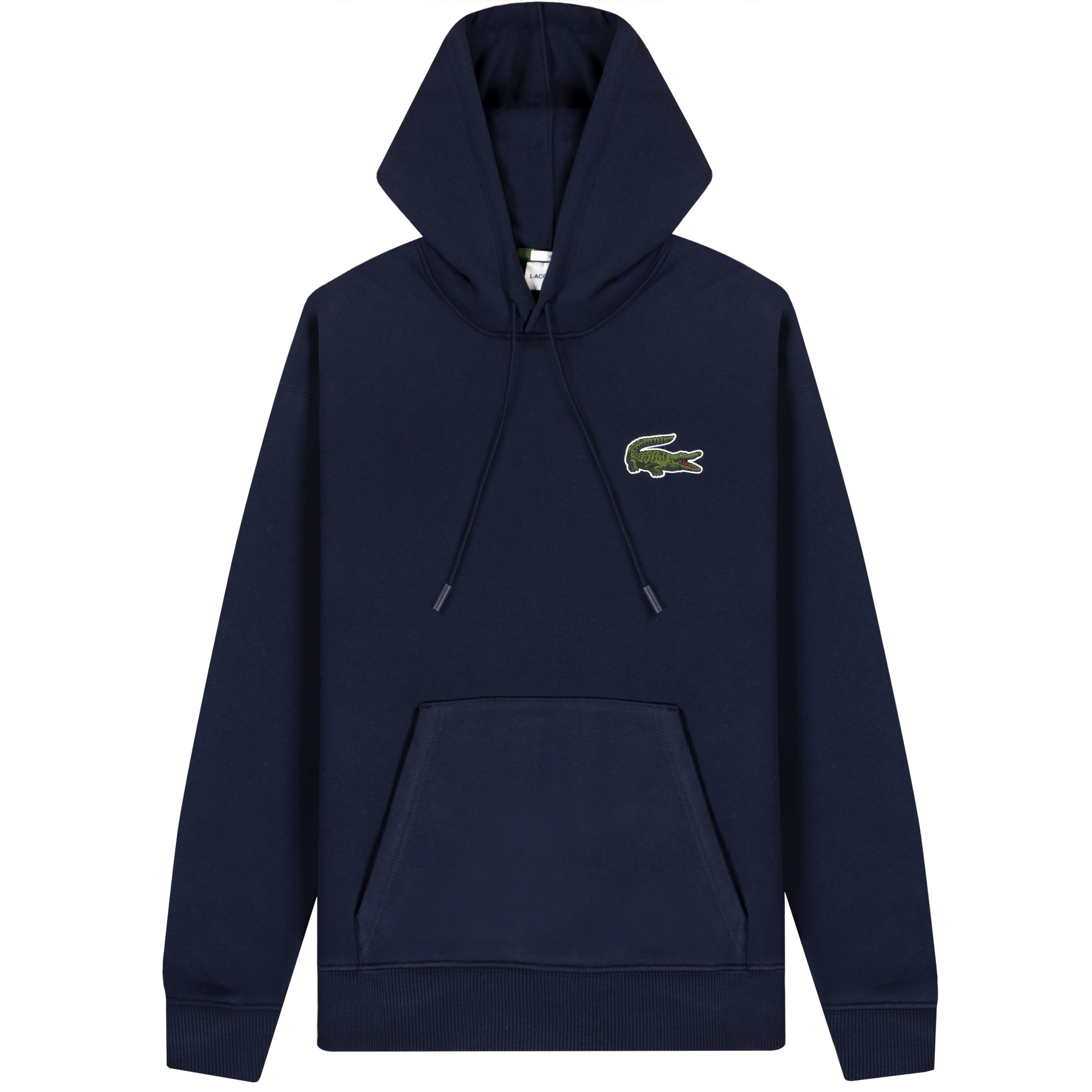 Lacoste Loose Fit Large Croc Chest Logo Hoodie Navy