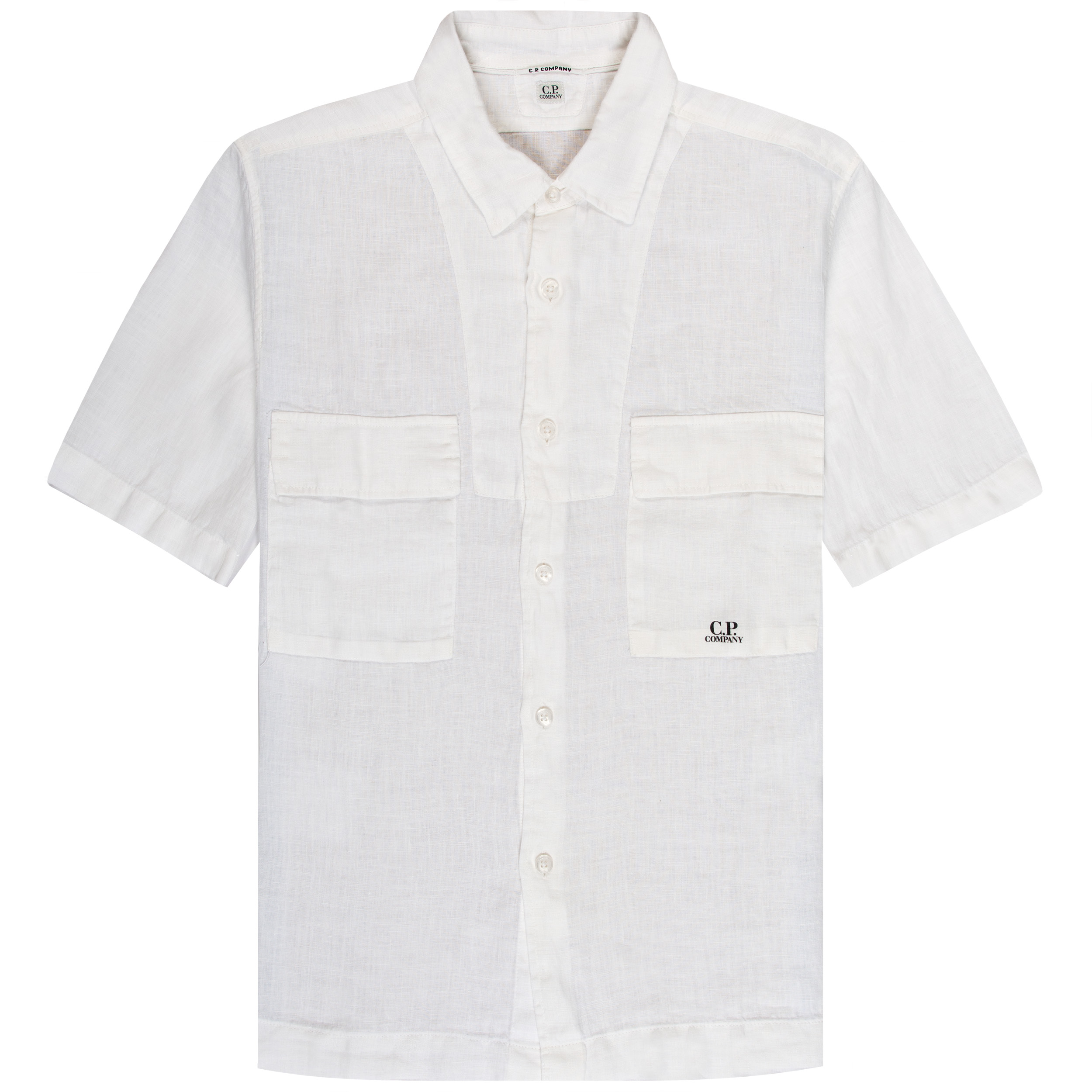 C.P. Company SS Linen Shirt White