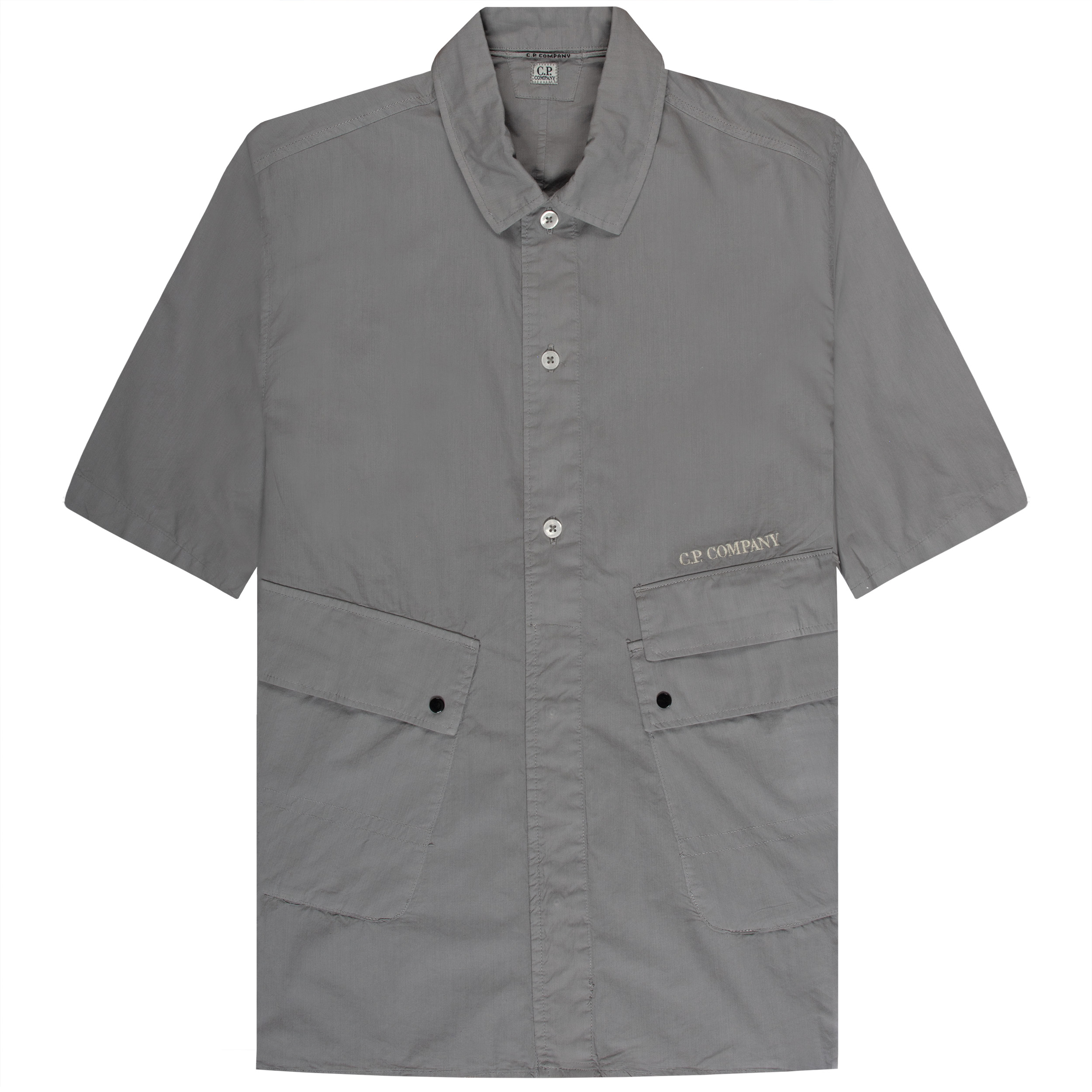 C.P. Company Embroidered Logo Utility SS Shirt Grey