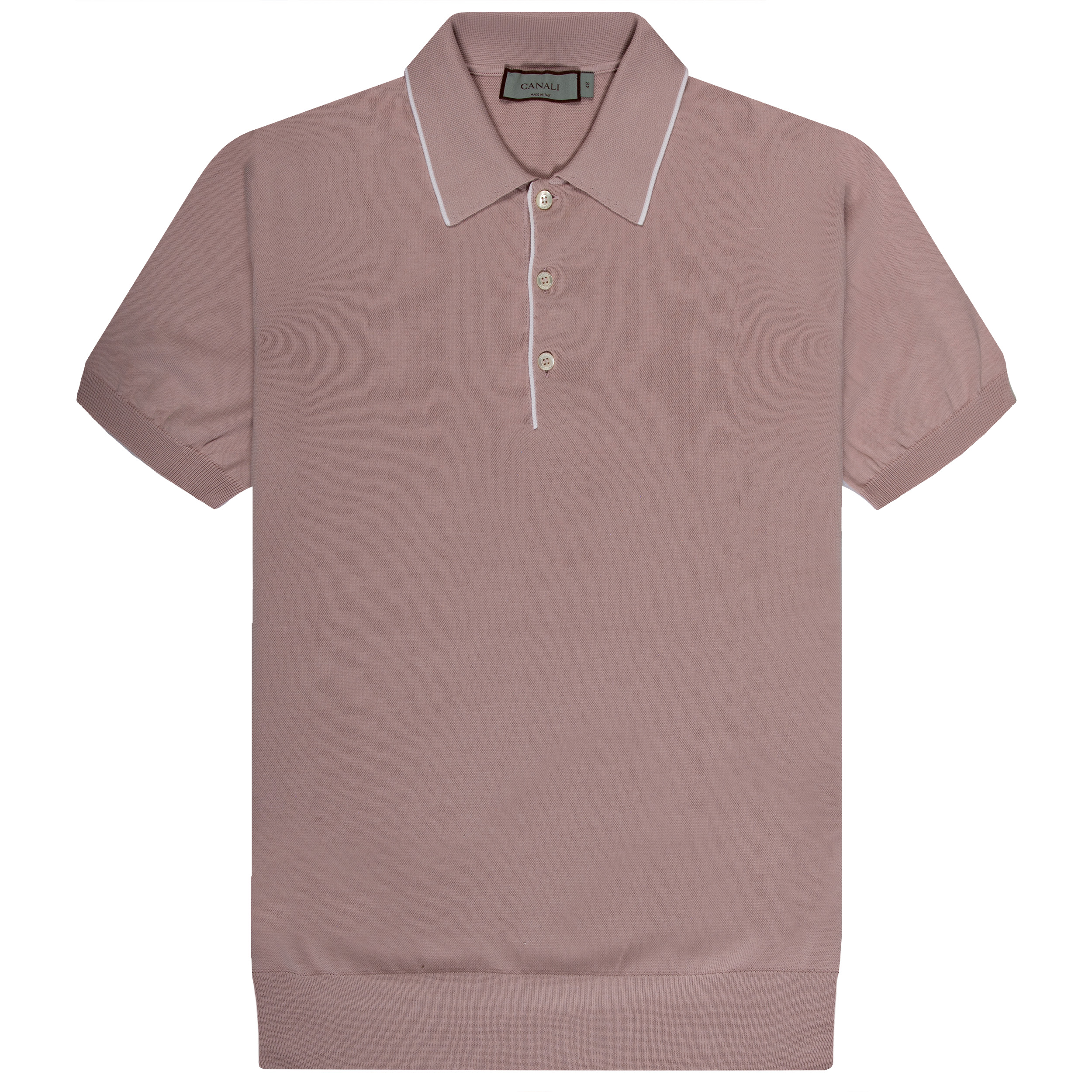 Canali Cotton Polo With Piping Pink
