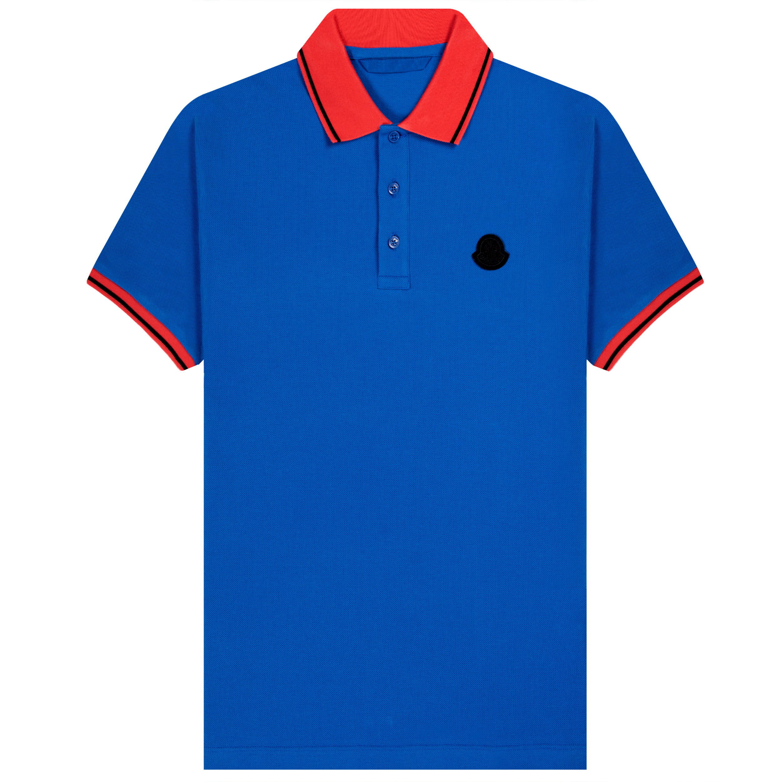 Moncler Monochromatic Logo Contrast SS Polo Marine Blue/Red
