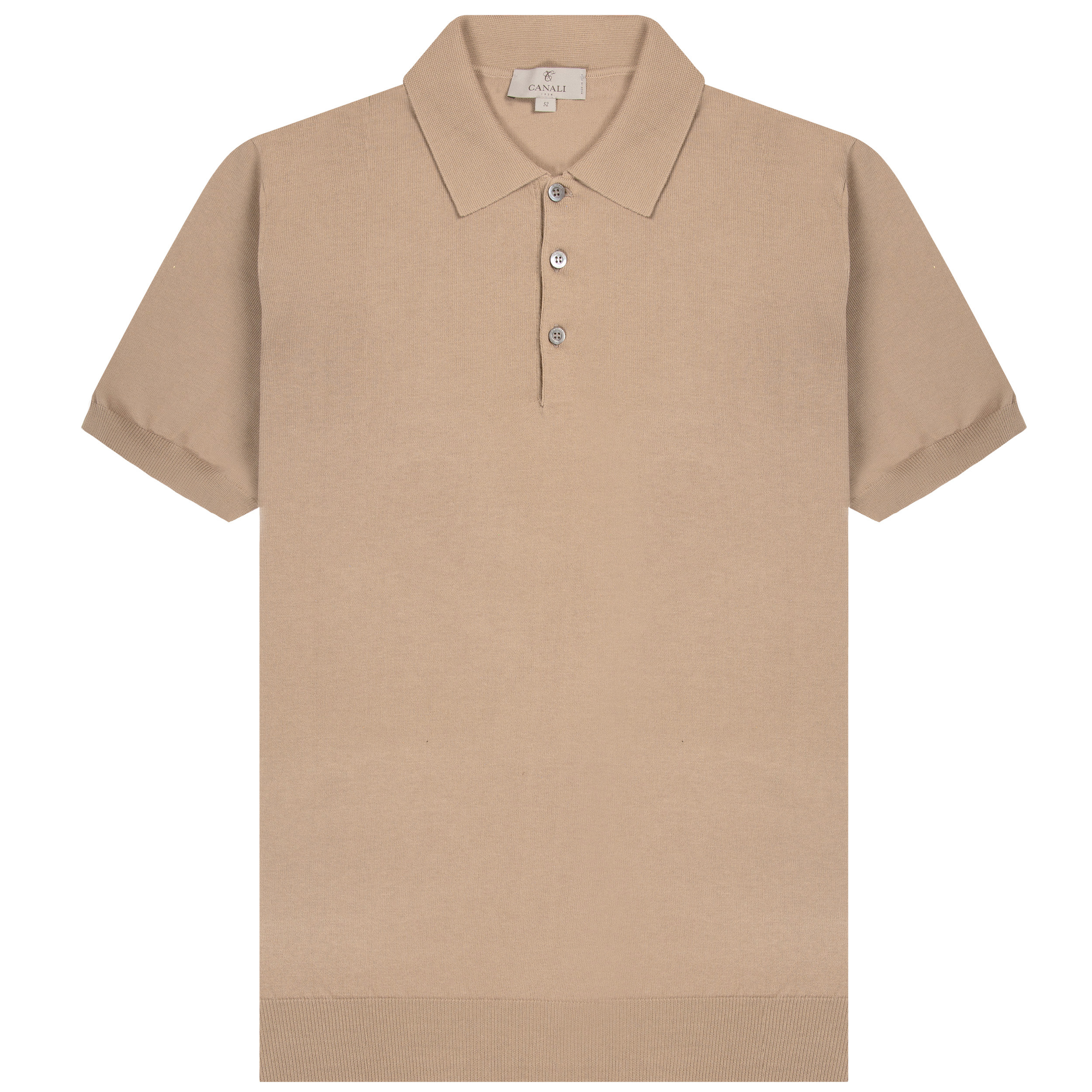 Canali Knitted SS Polo Shirt Brown