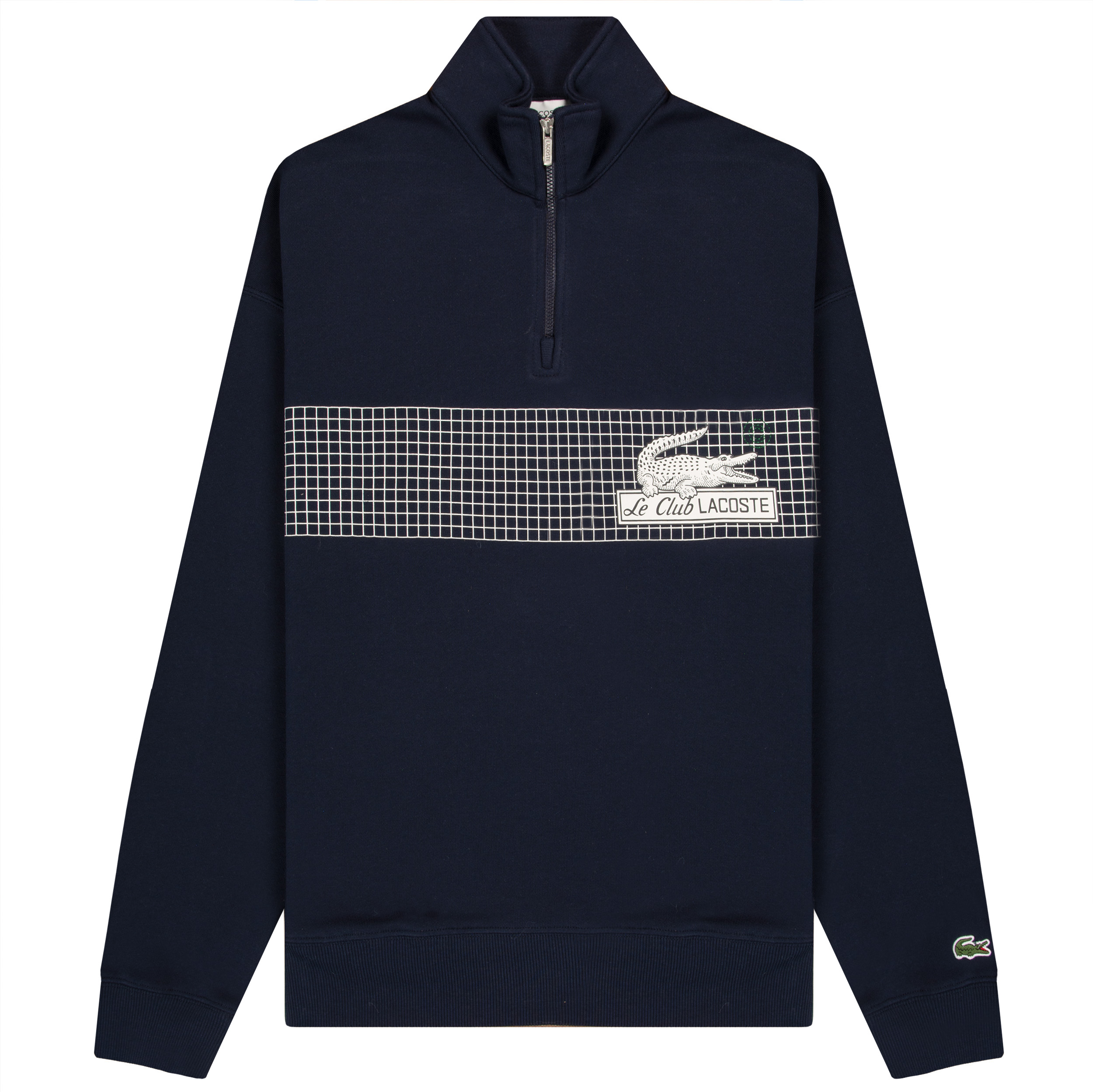 1/4 Zip Club Lacoste Print Sweatshirt Navy