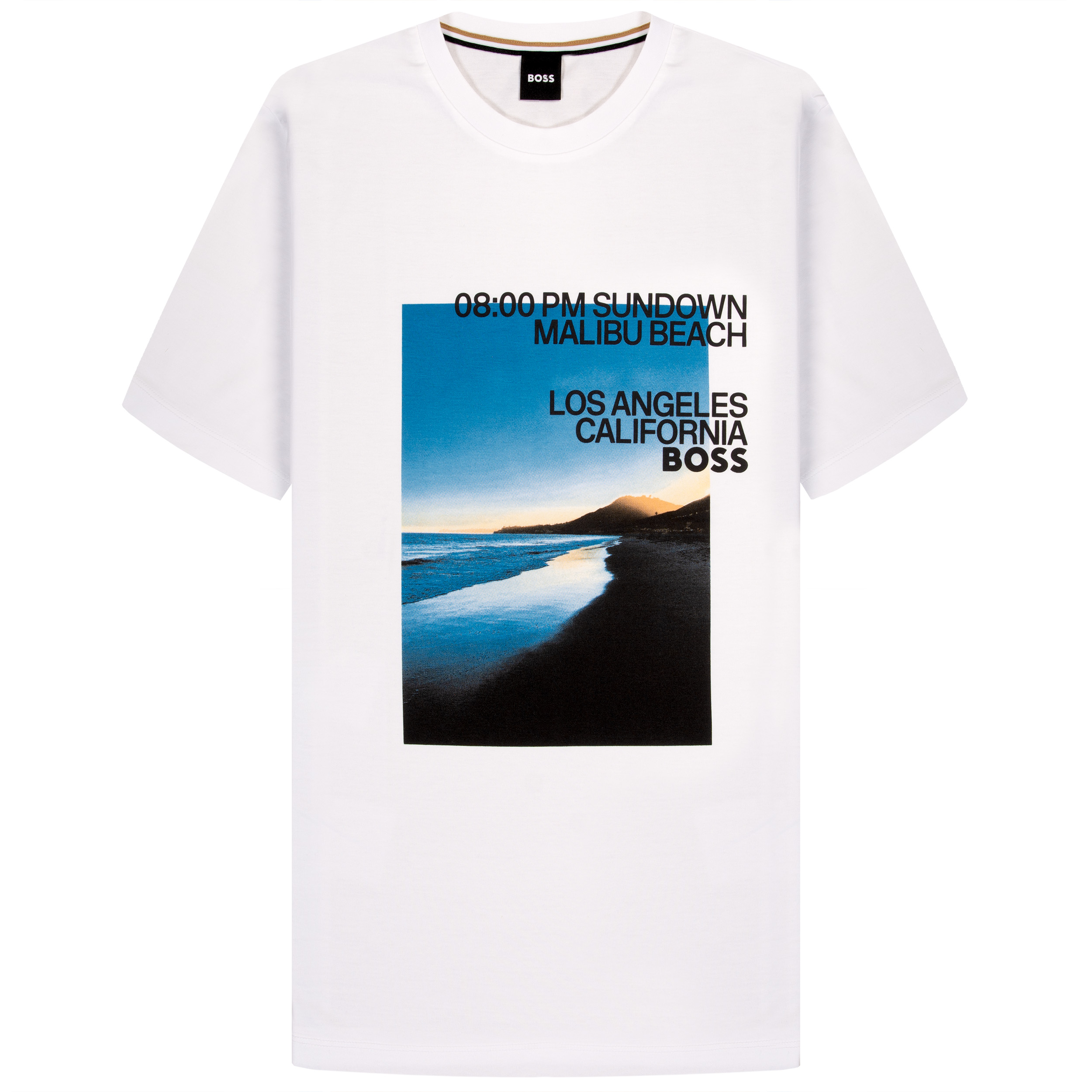 HUGO BOSS Photographic Beach Print T-Shirt White