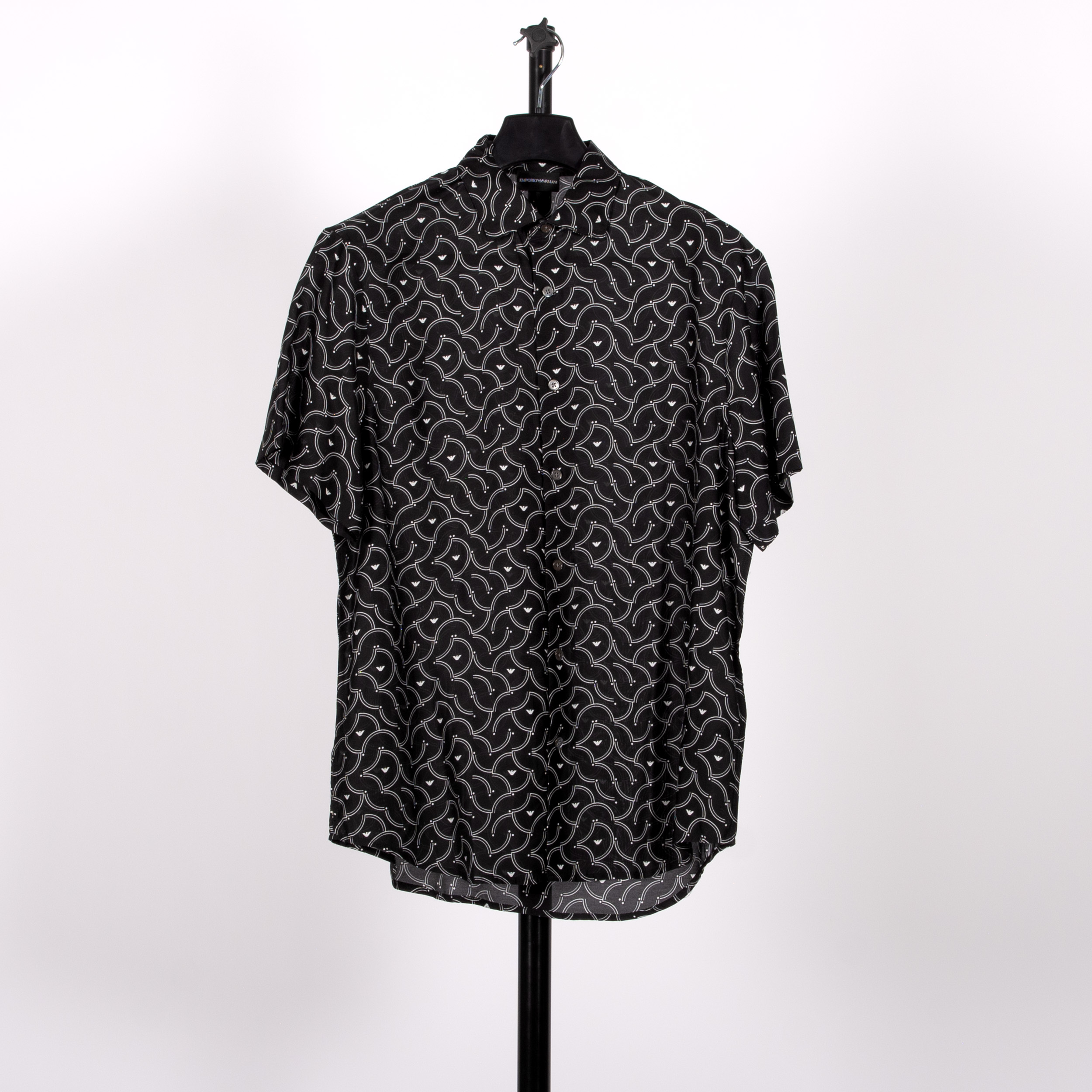 Emporio Armani Over Fit Abstract Logo Print Shirt Black