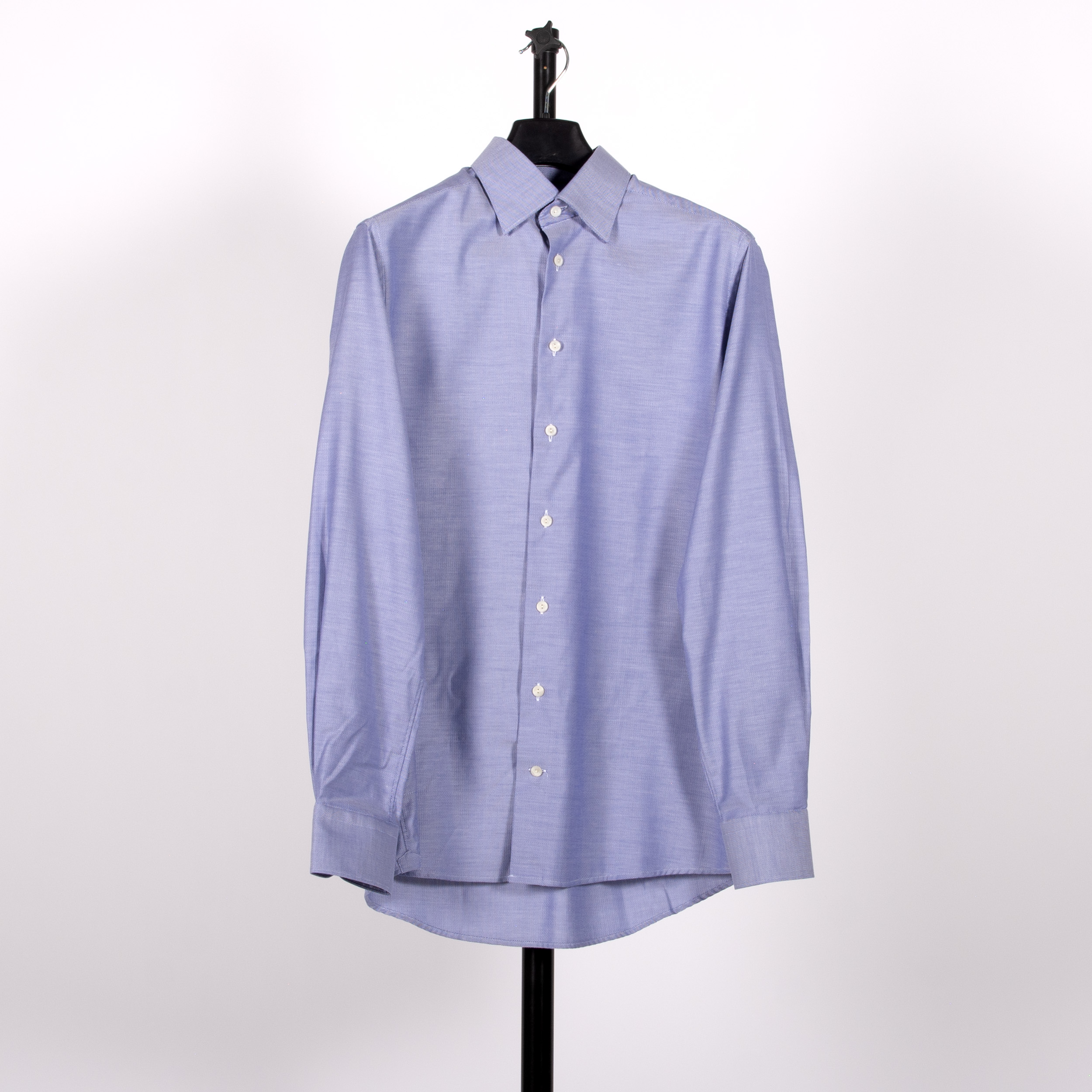 Eton Cotton Tencel Knit Effect Shirt Blue