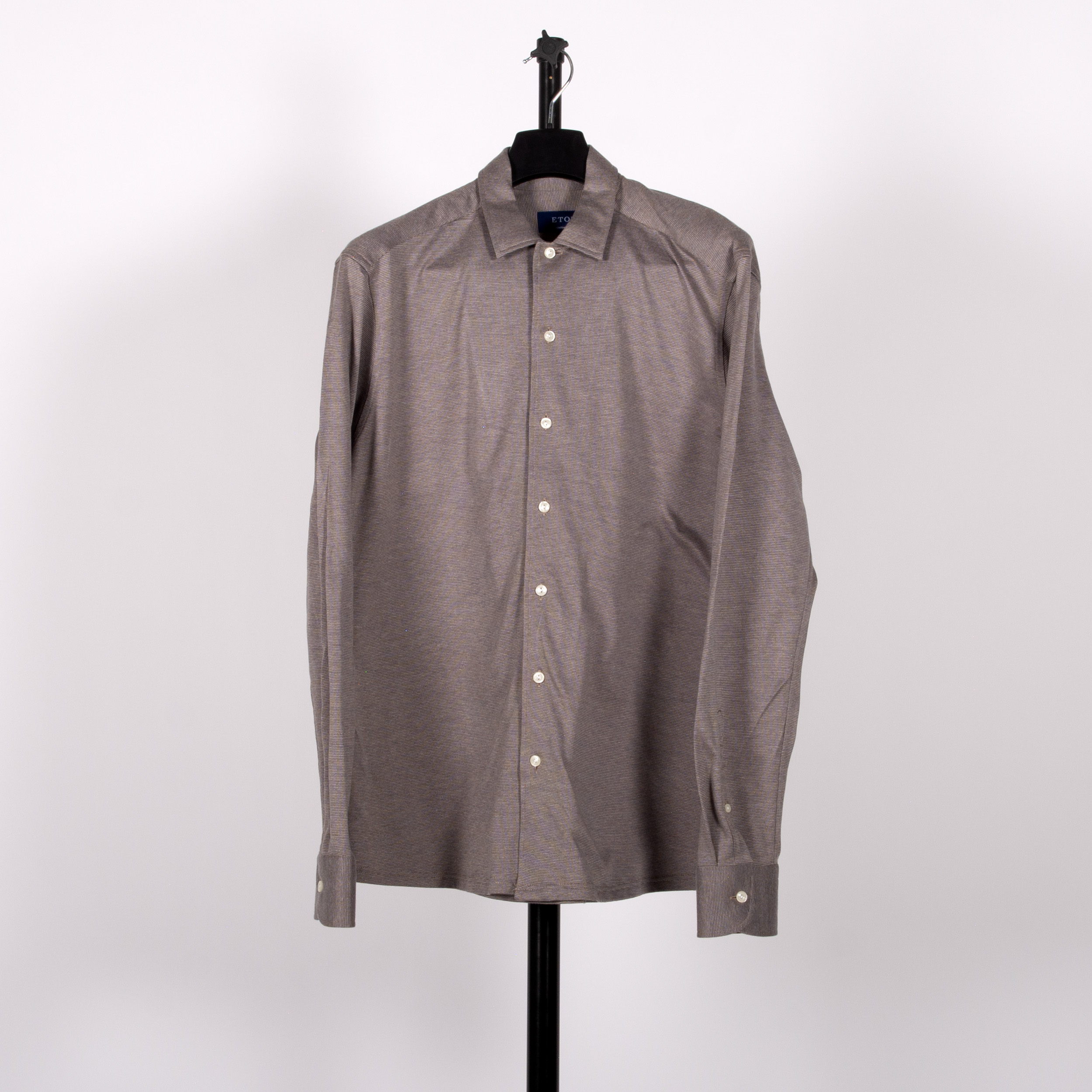 Eton Jersey Full Button Shirt Taupe