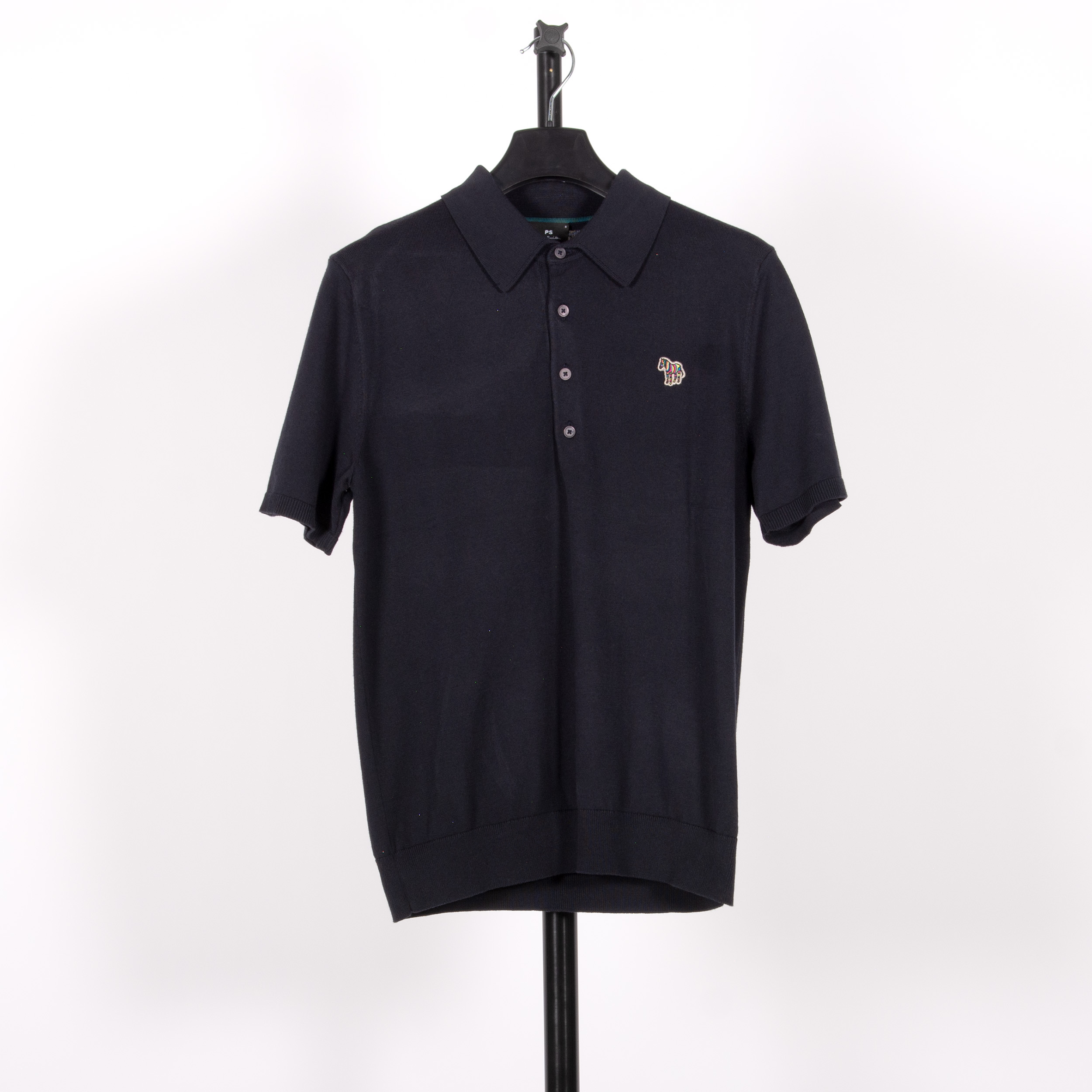 Paul Smith PS Knitted Zebra Logo SS Polo Shirt Navy