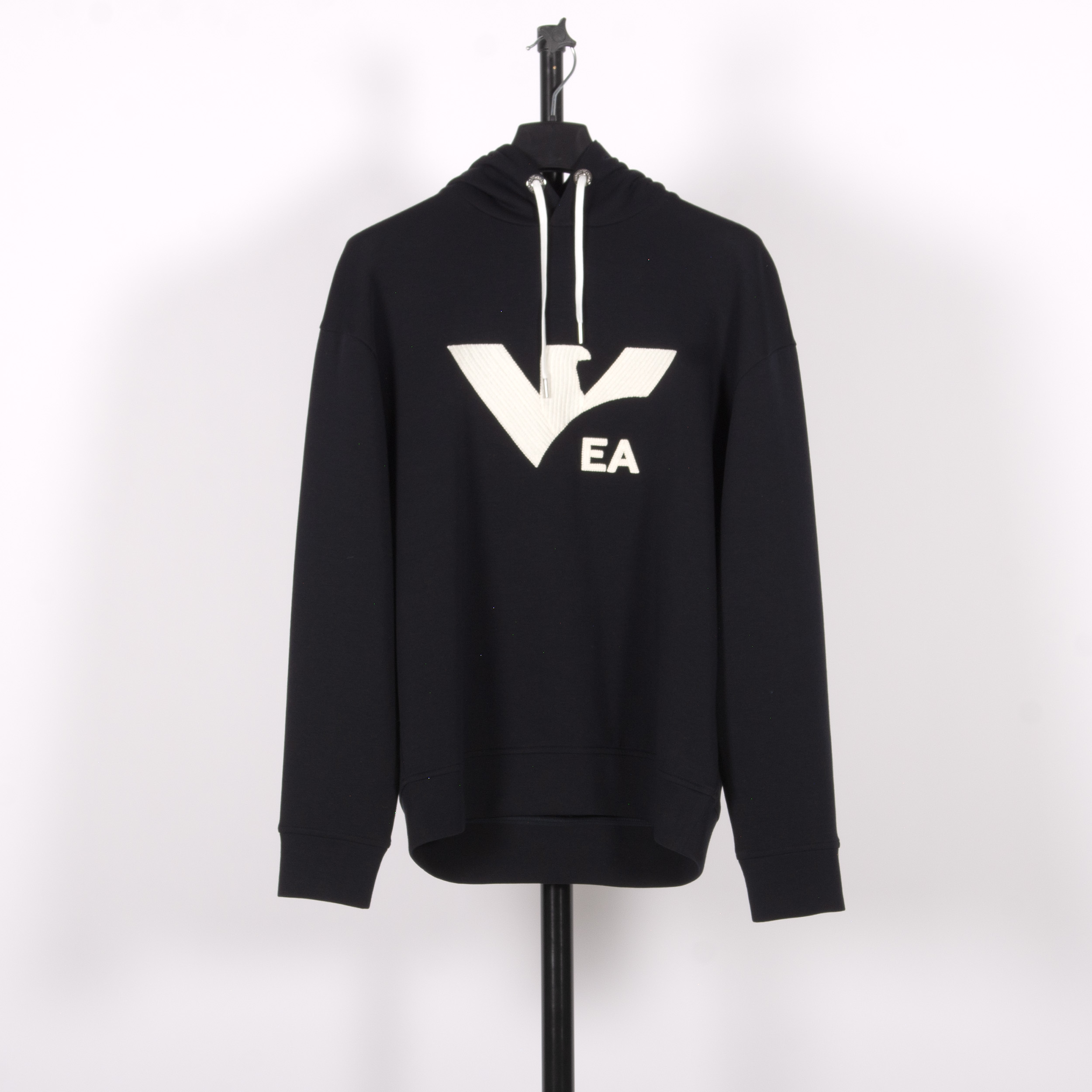 Emporio Armani Embroided Eagle Chest Logo Hoodie Navy