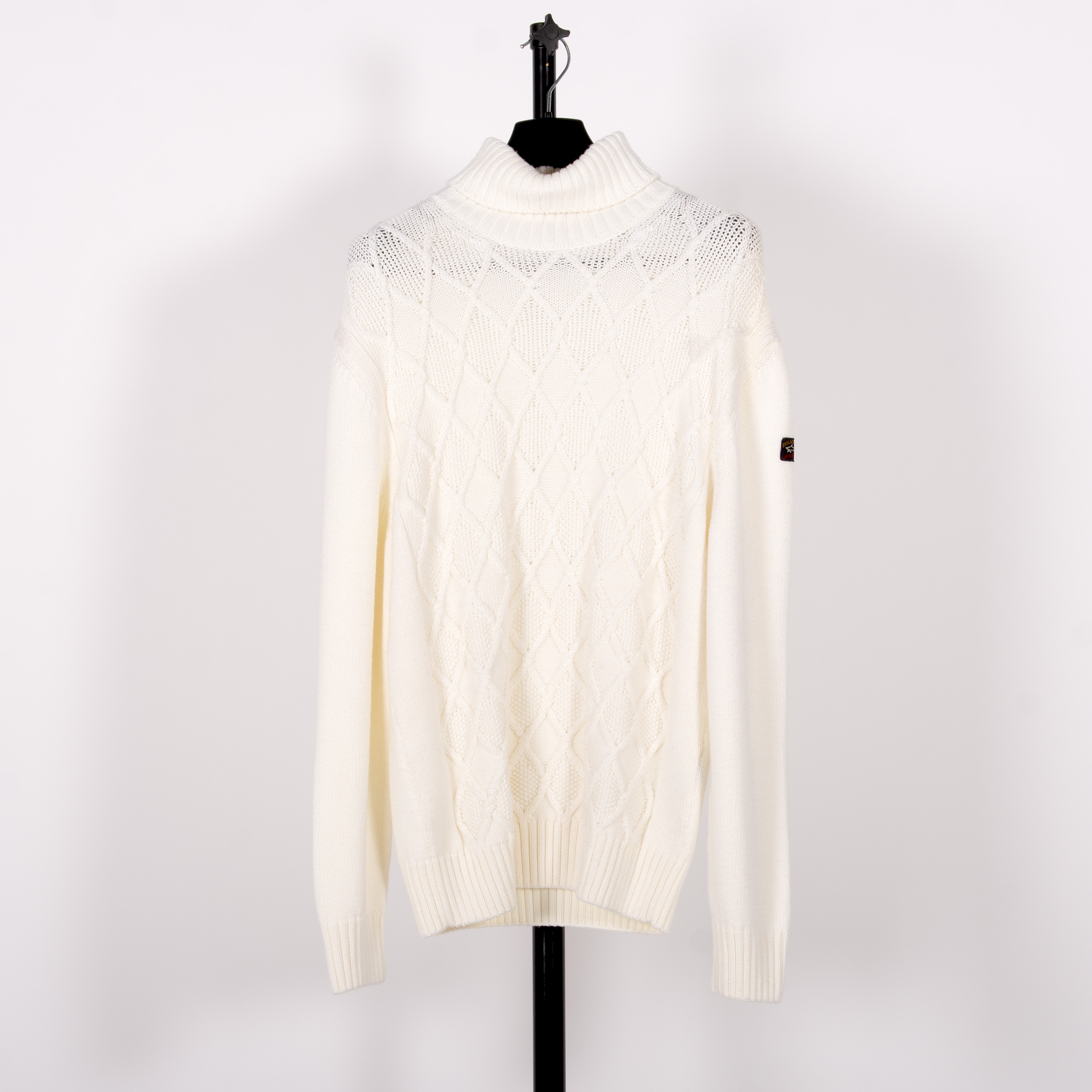 Paul & Shark Cable Knit Roll Neck Off White