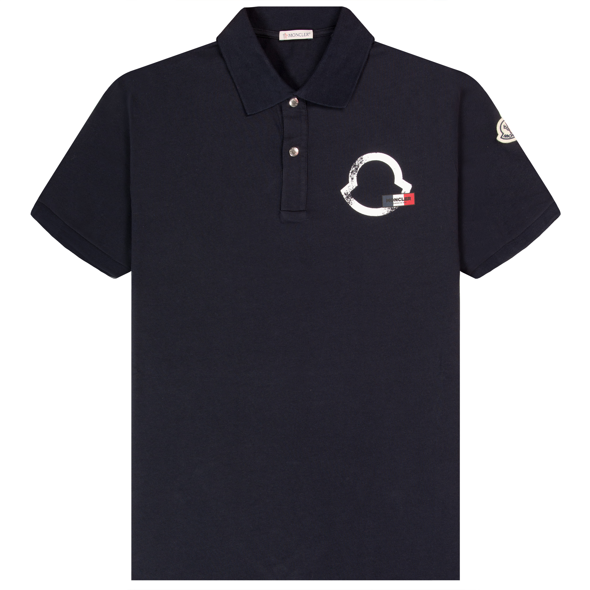 Moncler Outline Logo Polo Shirt Navy