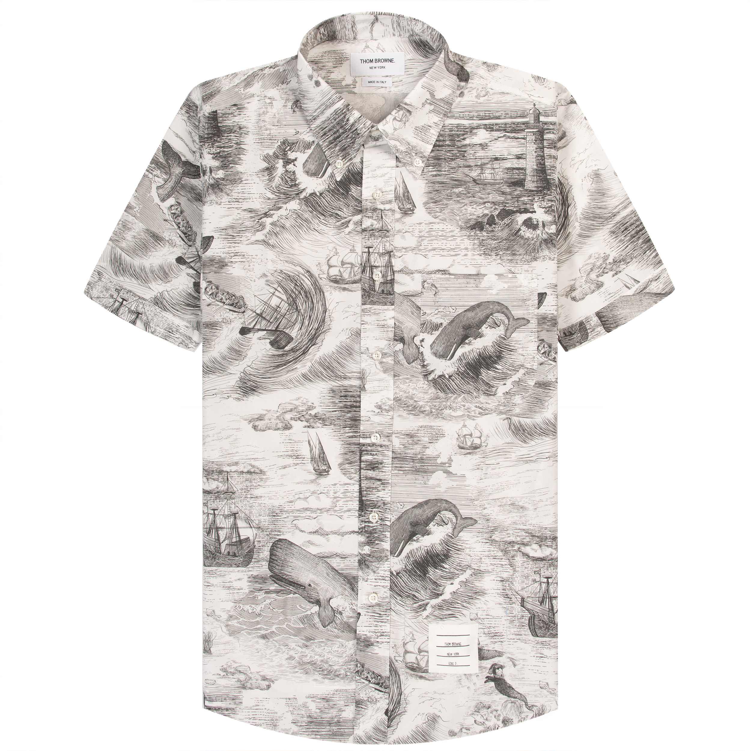 Thom Browne Nautical Toile Poplin SS Shirt Black/White
