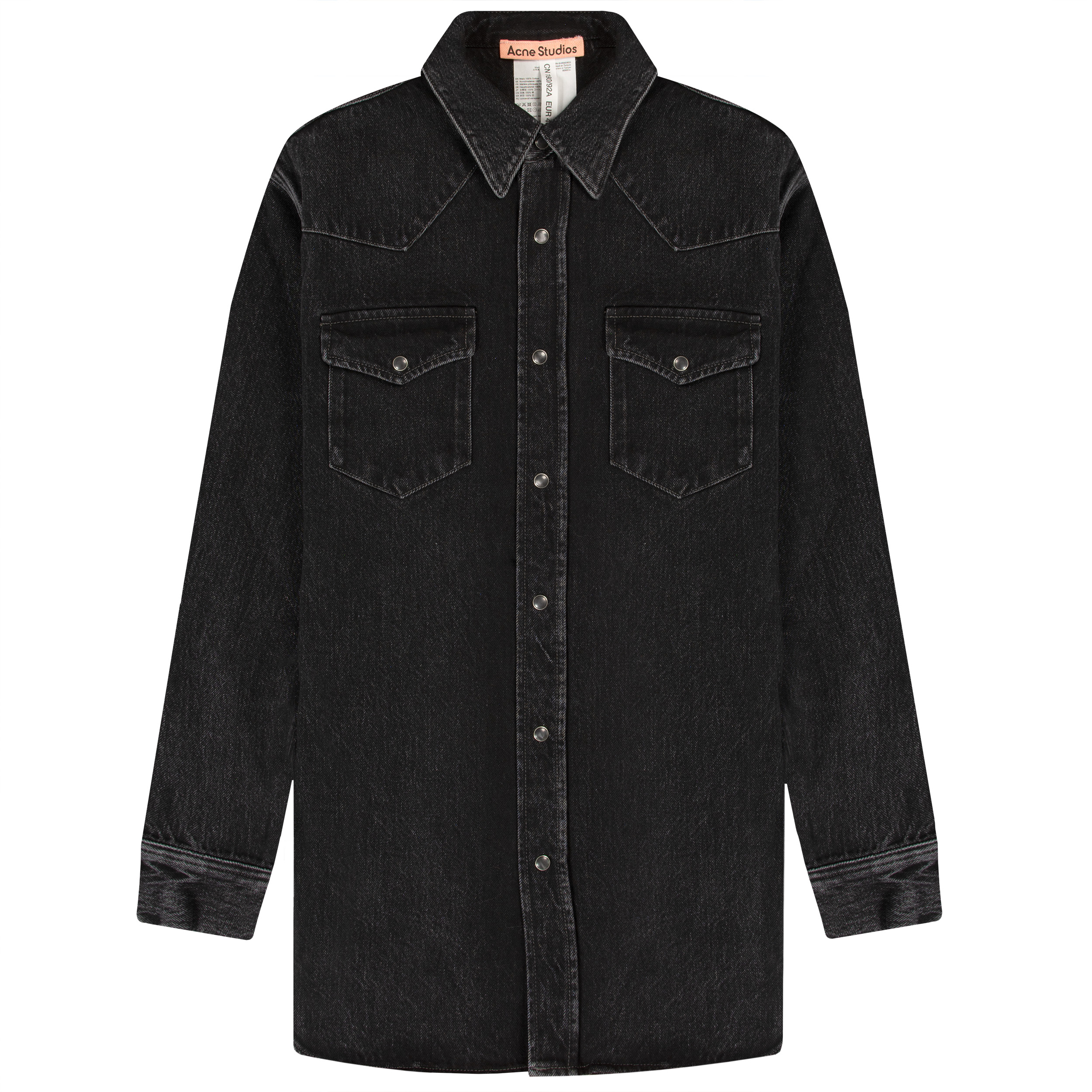 Acne Studios Denim Popper Button-Up Shirt Black