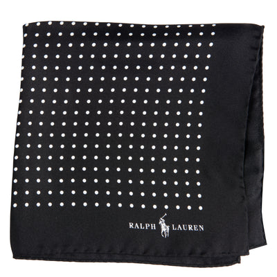 Polo Ralph Lauren Polka-Dot Silk Pocket Square Black
