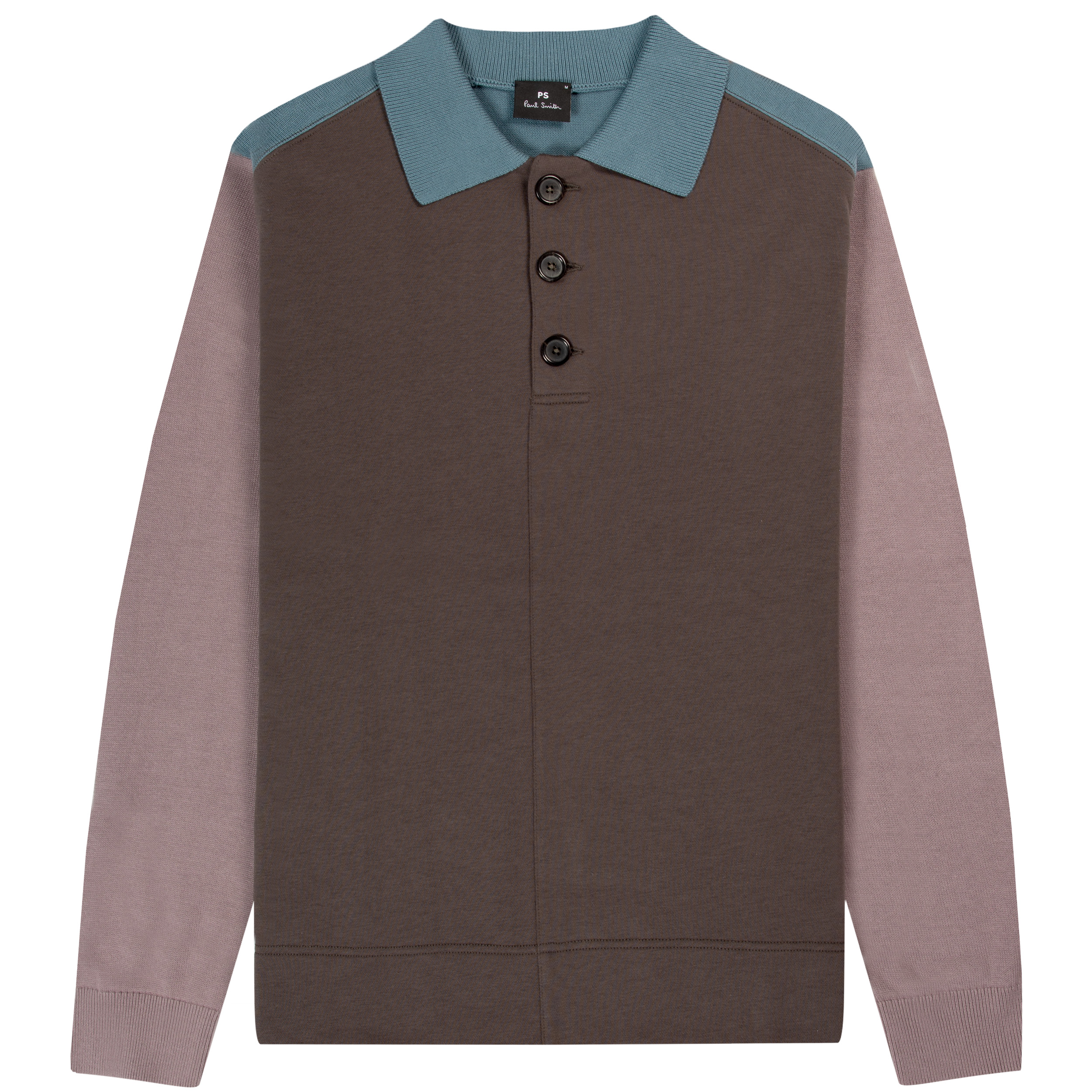 Paul Smith PS Panelled Polo Sweater Dark Taupe/Multi