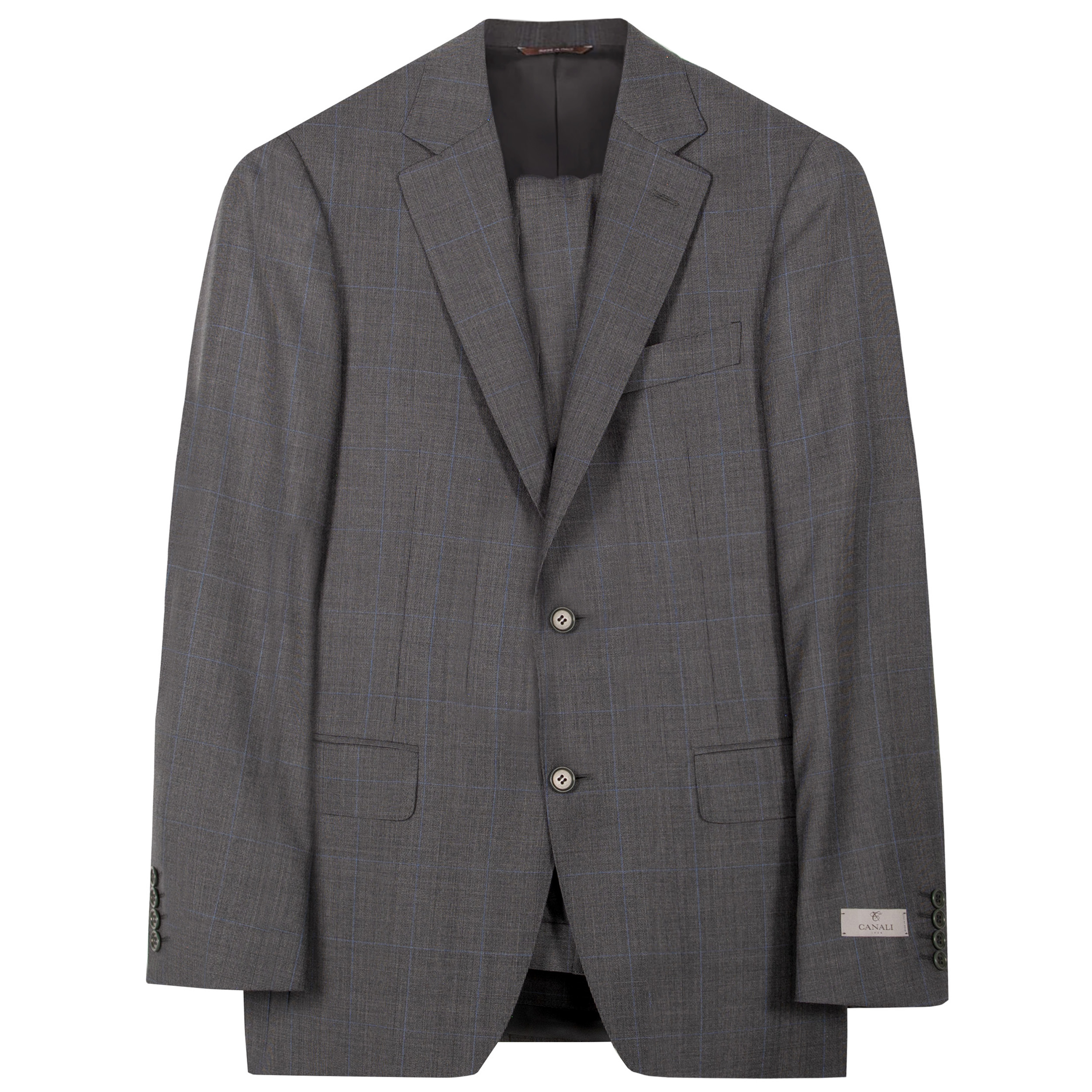 Canali Kei Check Wool Suit Charcoal