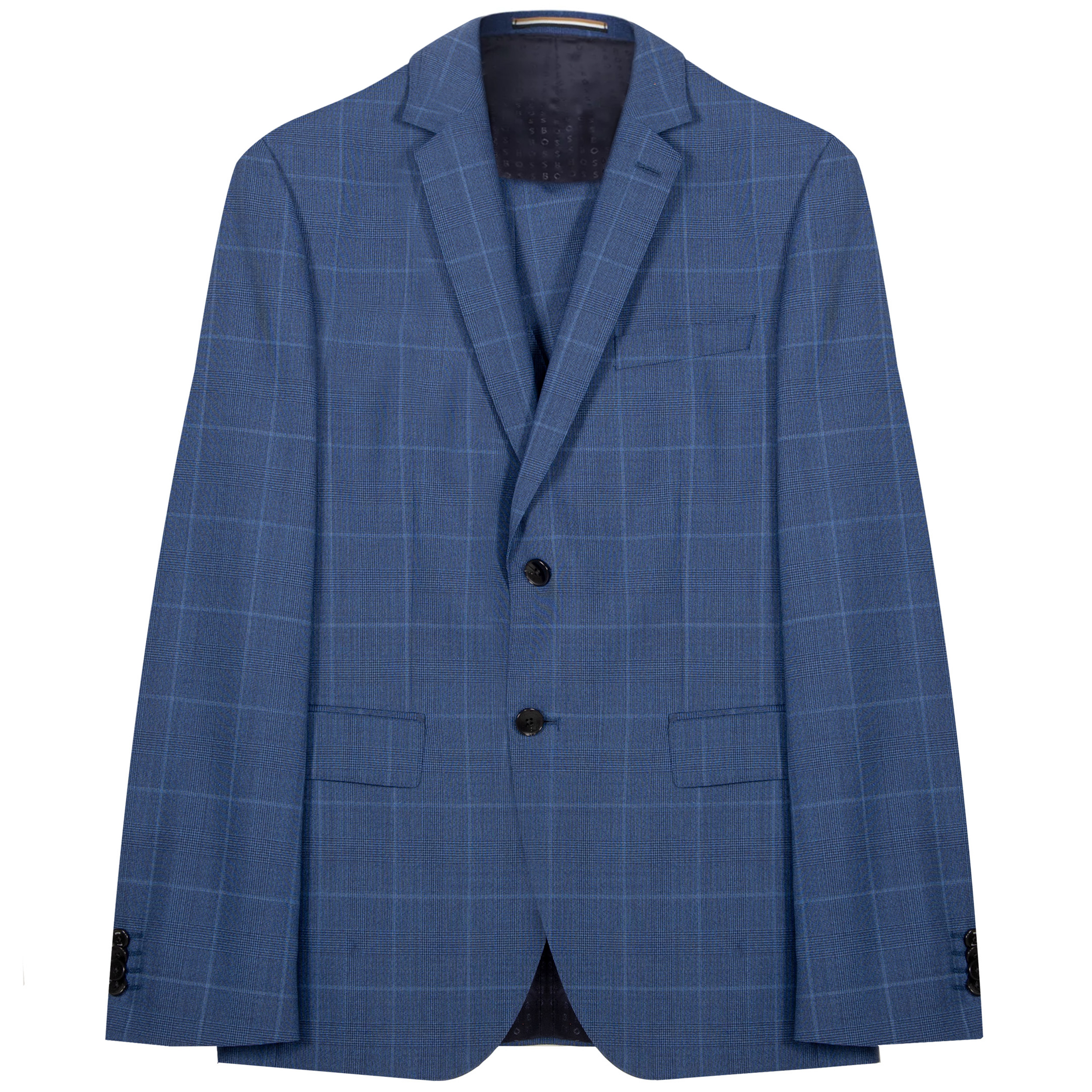 HUGO BOSS H-Reymond 3 Piece Extra Slim Fit Check Suit Blue