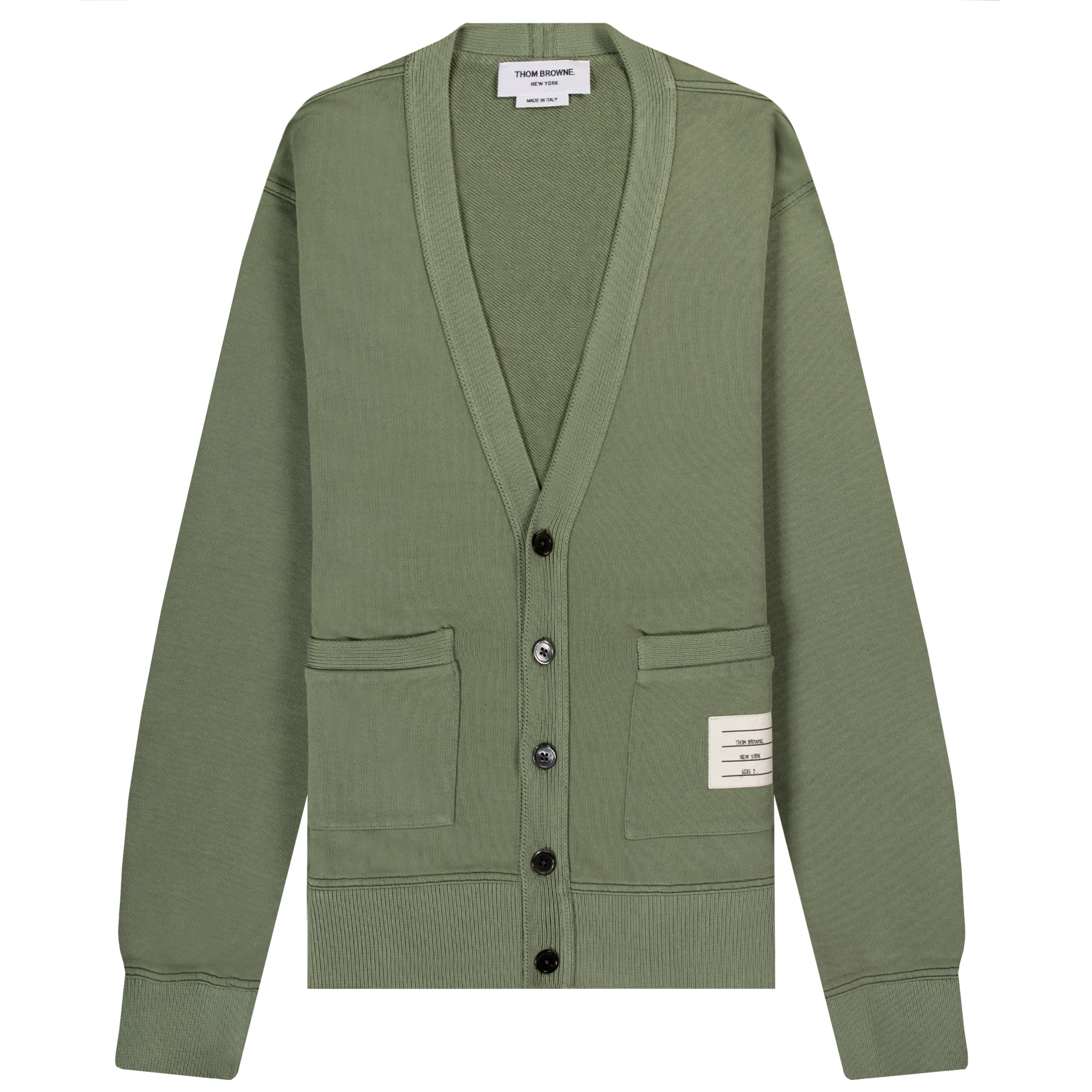 Thom Browne Garment Dyed V-Neck Cardigan Green